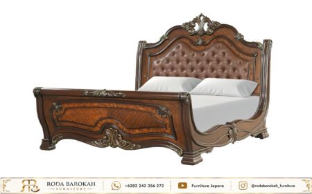Desain Set Kamar Tidur Mewah Kayu Jati Jepara Natural Salak Tua