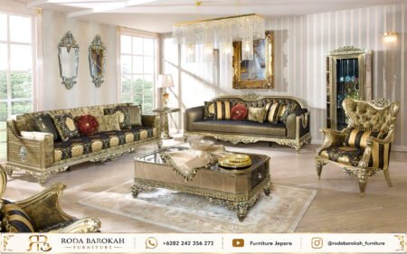 Jual Sofa Tamu Mewah Kayu Ukir Jepara Finishing Gold Neoclassic