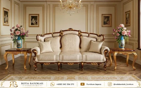 Jual Sofa Tamu Mewah Modern Nuansa Eropa Kayu Jati Salak Brown