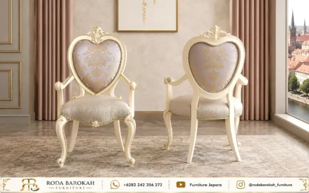 Meja Makan Ukir Mewah French Provincial Nuansa Soft Vintage