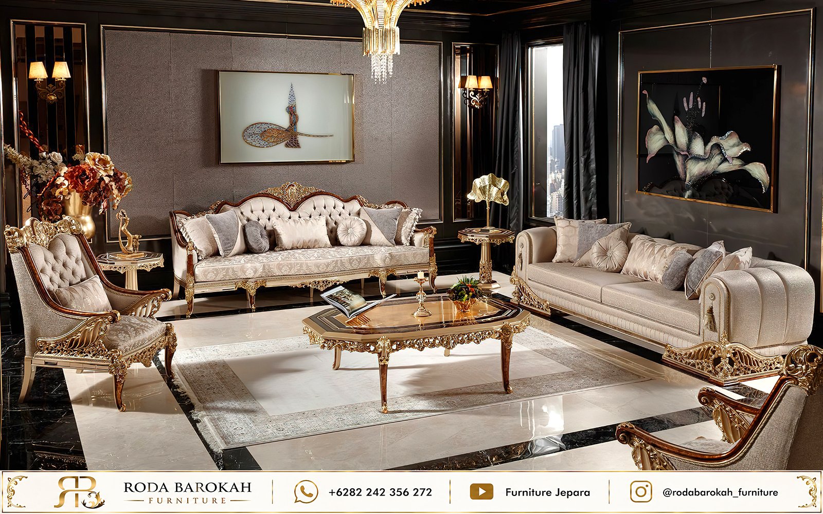 Model Sofa Ukir Mewah Kayu Jati Jepara Luxury Series