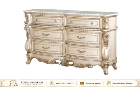 Set Kamar Tidur Mewah Jepara Duco Ivory White Gold (1)