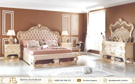 Set Kamar Tidur Ukir Mewah Ivory Gold Sultan King Size