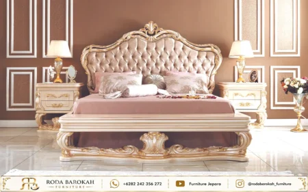 Set Kamar Tidur Ukir Mewah Ivory Gold Sultan King Size