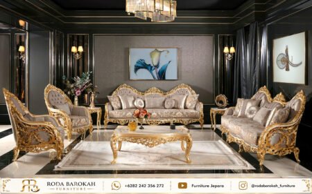 Set Sofa Ruang Tamu Mewah Ukiran Klasik Kayu Jati Jepara