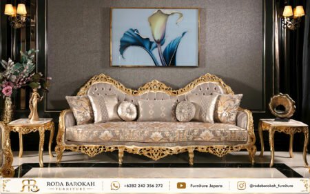 Set Sofa Ruang Tamu Mewah Ukiran Klasik Kayu Jati Jepara