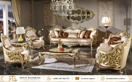 Set Sofa Tamu Mewah Style Italian Gold Type Royal
