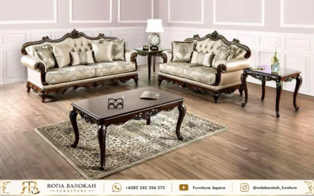 Set Sofa Tamu Mewah Sultan Kayu Jati Ukiran Jepara Gaya Klasik
