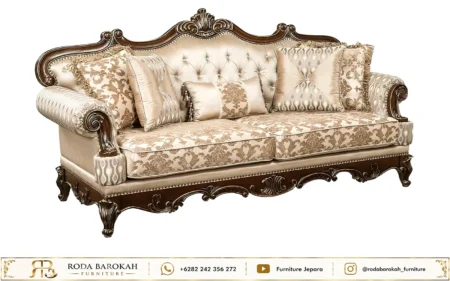 Set Sofa Tamu Mewah Sultan Kayu Jati Ukiran Jepara Gaya Klasik