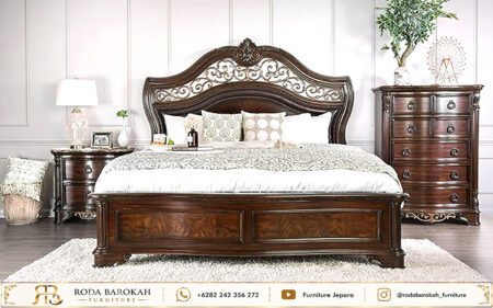 Set Tempat Tidur Mewah Kayu Jati Finishing Wood Salak Tua