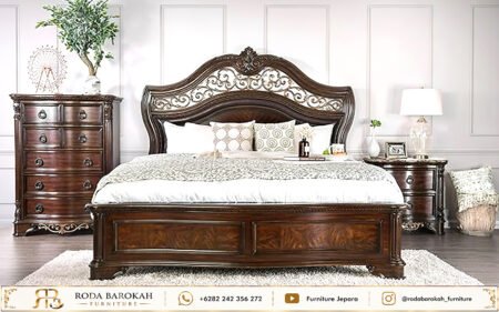 Set Tempat Tidur Mewah Kayu Jati Finishing Wood Salak Tua
