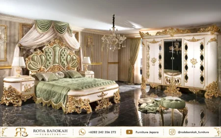 Desain Kamar Tidur Mewah Utama Ukiran Kayu Duco Gold