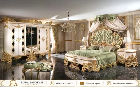 Desain Kamar Tidur Mewah Utama Ukiran Kayu Duco Gold