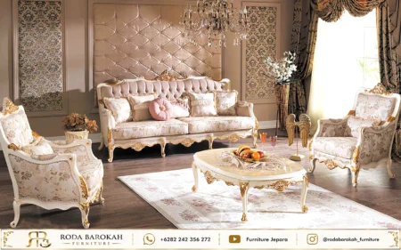 Desain Ruang Tamu Mewah Ukiran Klasik Mewah Duco Pink