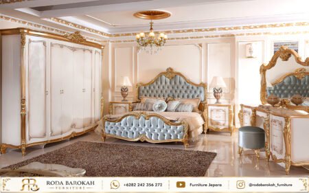 Desain Set Kamar Tidur Mewah Klasik Eropa Ukiran Emas