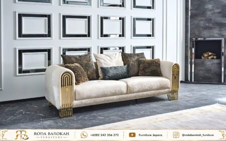 Desain Sofa Tamu Luxury Modern Warna Green Cream