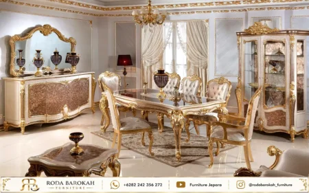 Inspirasi Meja Makan Ukiran Sultan Cream Silk Cushion Mewah