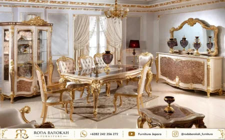 Inspirasi Meja Makan Ukiran Sultan Cream Silk Cushion Mewah