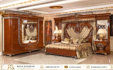 Mahakarya Set Kamar Tidur Mewah Ukir Sultan Natural Gold