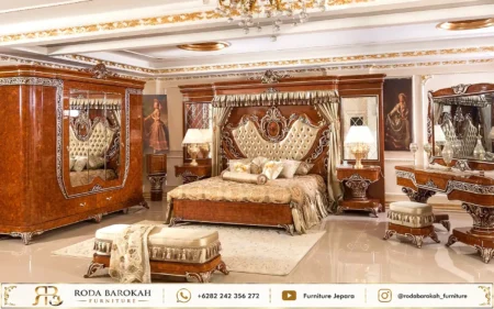 Mahakarya Set Kamar Tidur Mewah Ukir Sultan Natural Gold