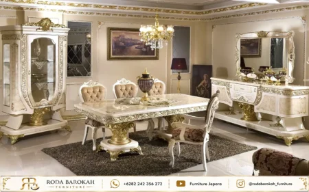 Model Set Meja Makan Ukiran Kayu Jepara Sultan Classy
