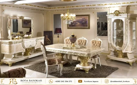 Model Set Meja Makan Ukiran Kayu Jepara Sultan Classy