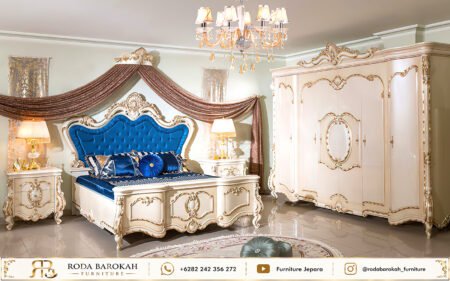 Set Kamar Tidur Ukir Sultan Biru Royal Mewah