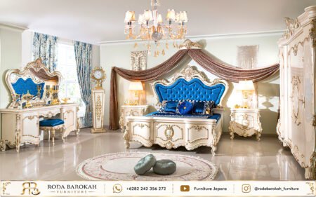 Set Kamar Tidur Ukir Sultan Biru Royal Mewah