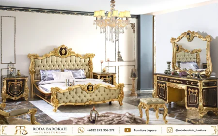 Set Kamar Tidur Ukir Sultan Dark Gold Mewah
