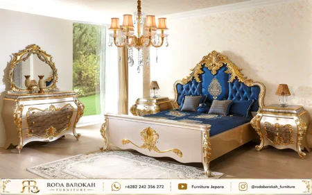 Set Ranjang Ukir Jepara Mewah Nuansa Royal Gold