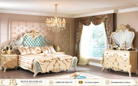 Set Tempat Tidur Ukiran Jepara Mewah Gaya Sultan Duco Emas