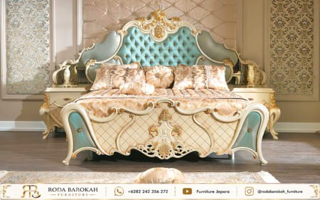 Set Tempat Tidur Ukiran Jepara Mewah Gaya Sultan Duco Emas