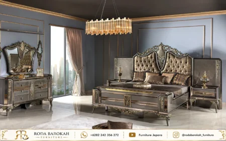 Desain Kamar Tidur Klasik Mewah Nuansa Dark Charcoal Luxury