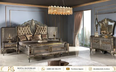 Desain Kamar Tidur Klasik Mewah Nuansa Dark Charcoal Luxury