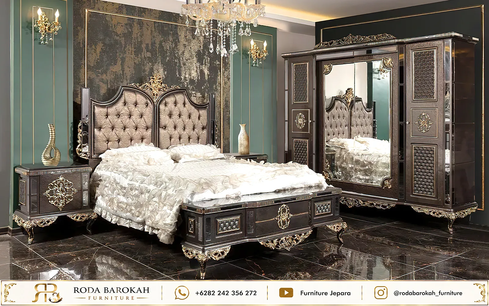 Desain Kamar Tidur Klasik Nuansa Dark Bronze Luxury