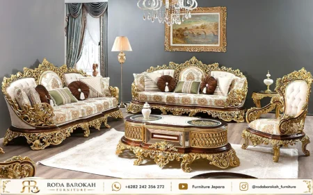 Foto Set Sofa Tamu Sultan Mewah Silver Leaf Elegan
