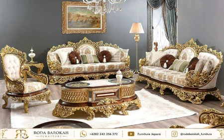 Foto Set Sofa Tamu Sultan Mewah Silver Leaf Elegan
