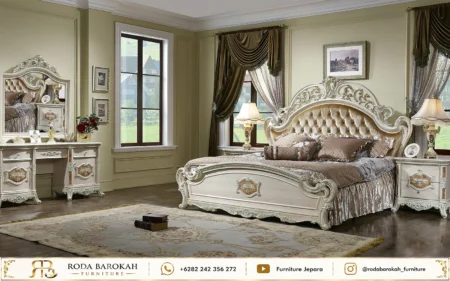 Foto Tempat Tidur Mewah Sultan Nuansa Putih Emas