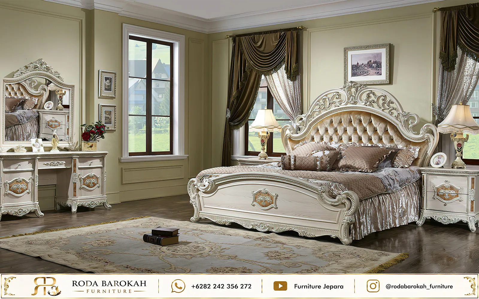 Foto Tempat Tidur Mewah Sultan Nuansa Putih Emas