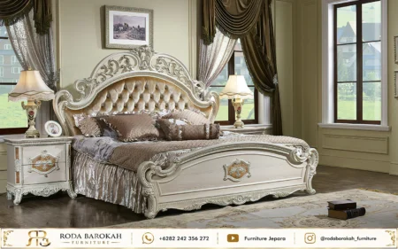 Foto Tempat Tidur Mewah Sultan Nuansa Putih Emas