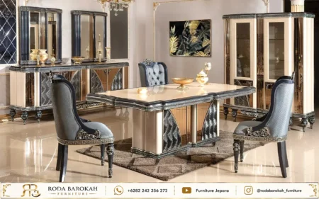Inspirasi Meja Makan Mewah Ukiran Sultan High Gloss Top