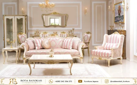 Inspirasi Sofa Tamu Ukiran Sultan Striped Pink Cushion