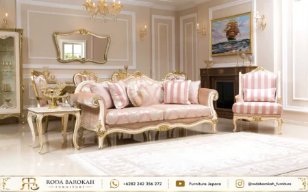 Inspirasi Sofa Tamu Ukiran Sultan Striped Pink Cushion
