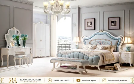 Kemewahan Tempat Tidur Ukir Jepara French Provincial Putih