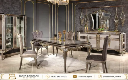 Model Ruang Makan Klasik Nuansa Pewter Charcoal Luxury