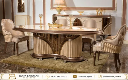 Model Set Meja Makan Ukir Mewah Sultan Imperial Gold