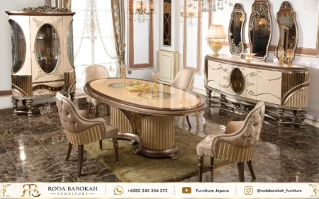 Model Set Meja Makan Ukir Mewah Sultan Imperial Gold