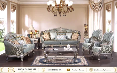Model Set Sofa Tamu Sultan Ukir Perak Mewah