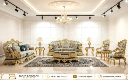 Pesona Kursi Tamu Ukir Mewah Klasik Gold Leaf