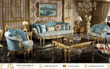 Set Sofa Tamu Ukir Sultan Imperial Ocean Gold Luxury